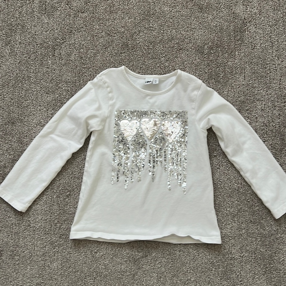 Ido long sleeve reversible sequin shirt size 6 excellent condition.cotton